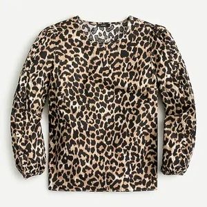 NWT J Crew Ruffle-Sleeve Top Leopard